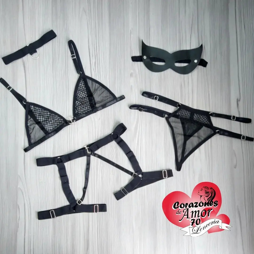 Conjunto gatubela semi transparente