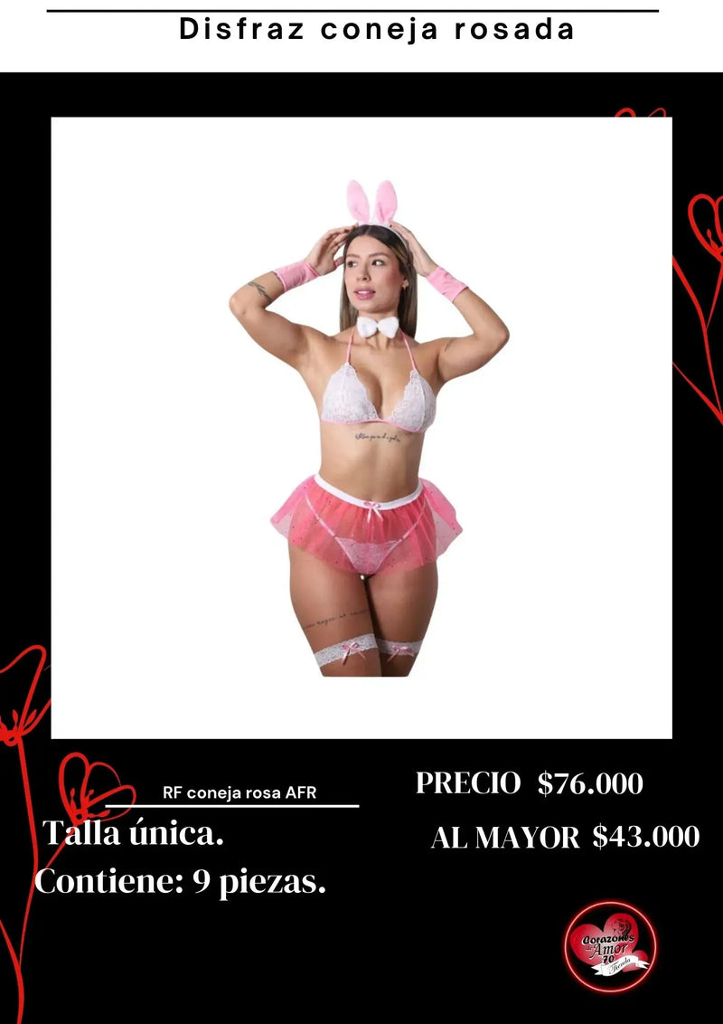 Diseño de conejita rosado en tul