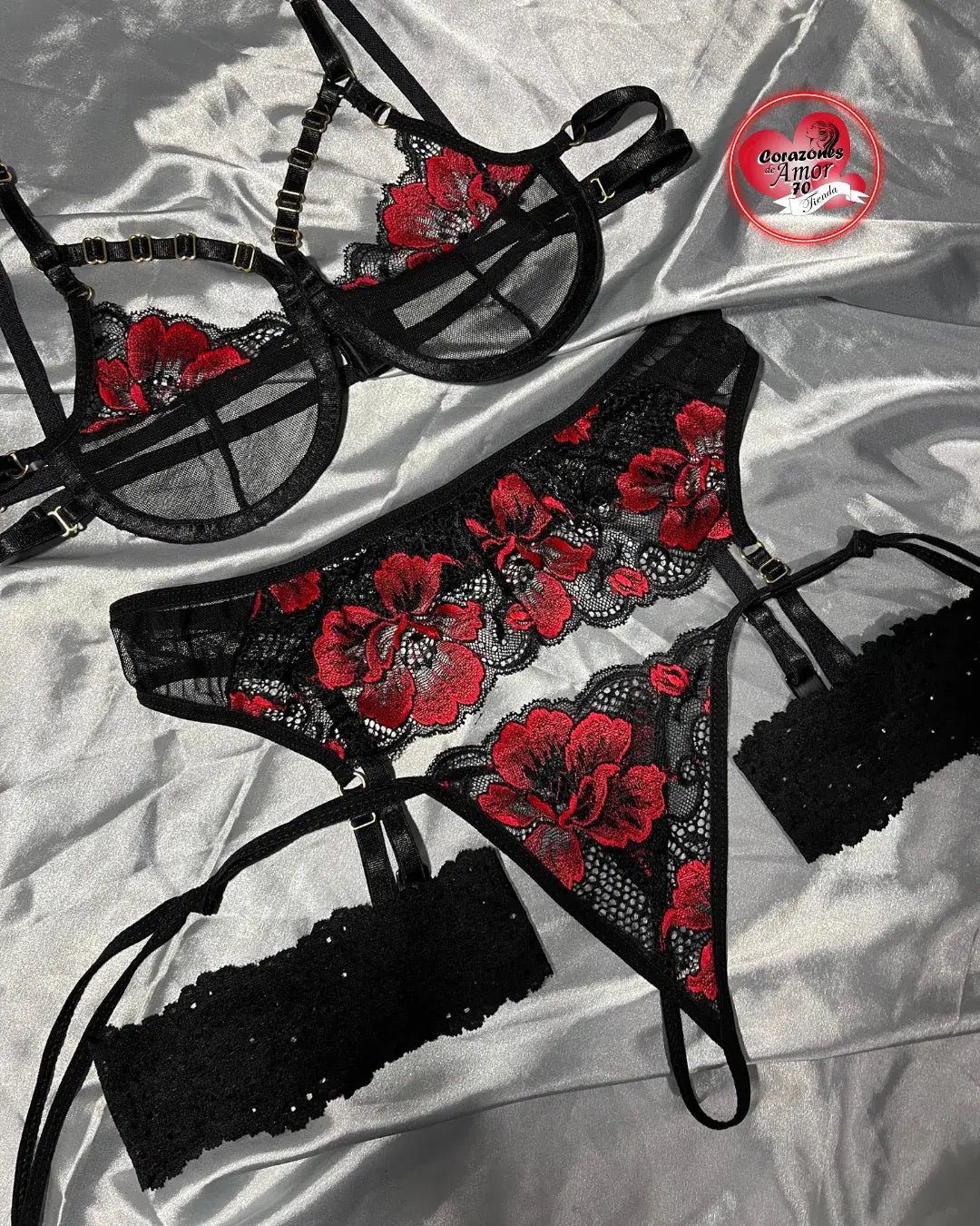 Conjunto ligueros Seducción Floral