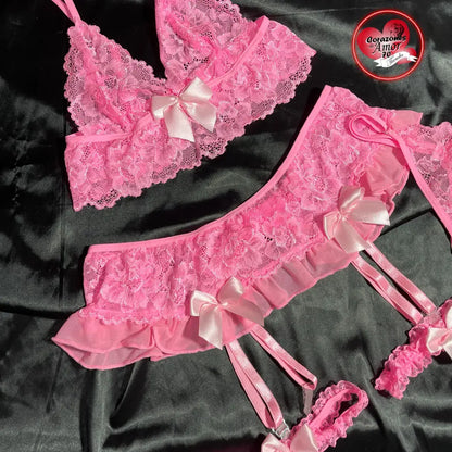 Conjunto de lenceria rosa