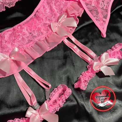 Conjunto de lenceria rosa