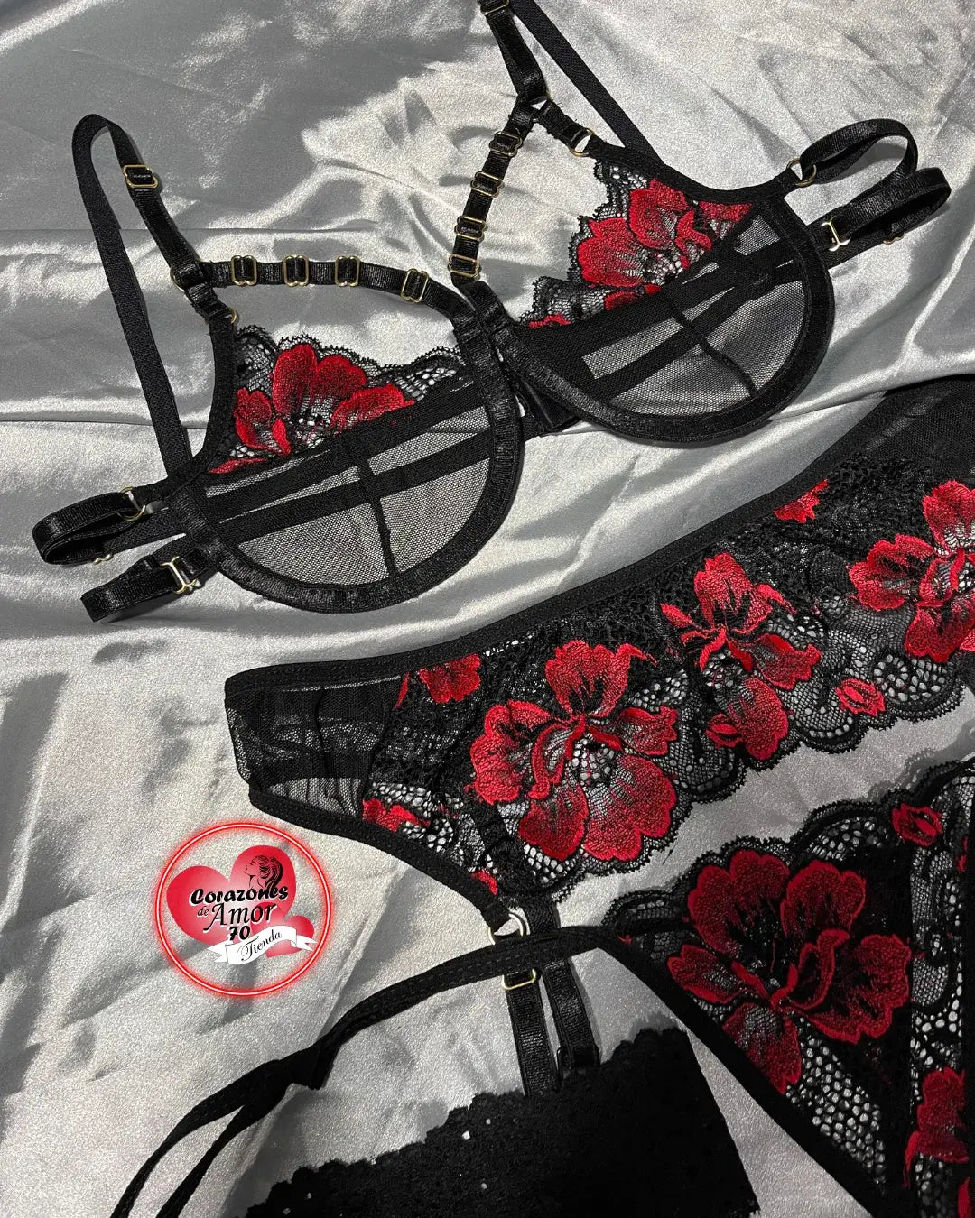 Conjunto ligueros Seducción Floral