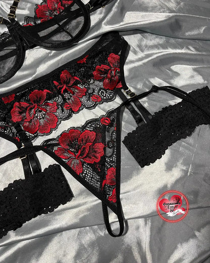 Conjunto ligueros Seducción Floral