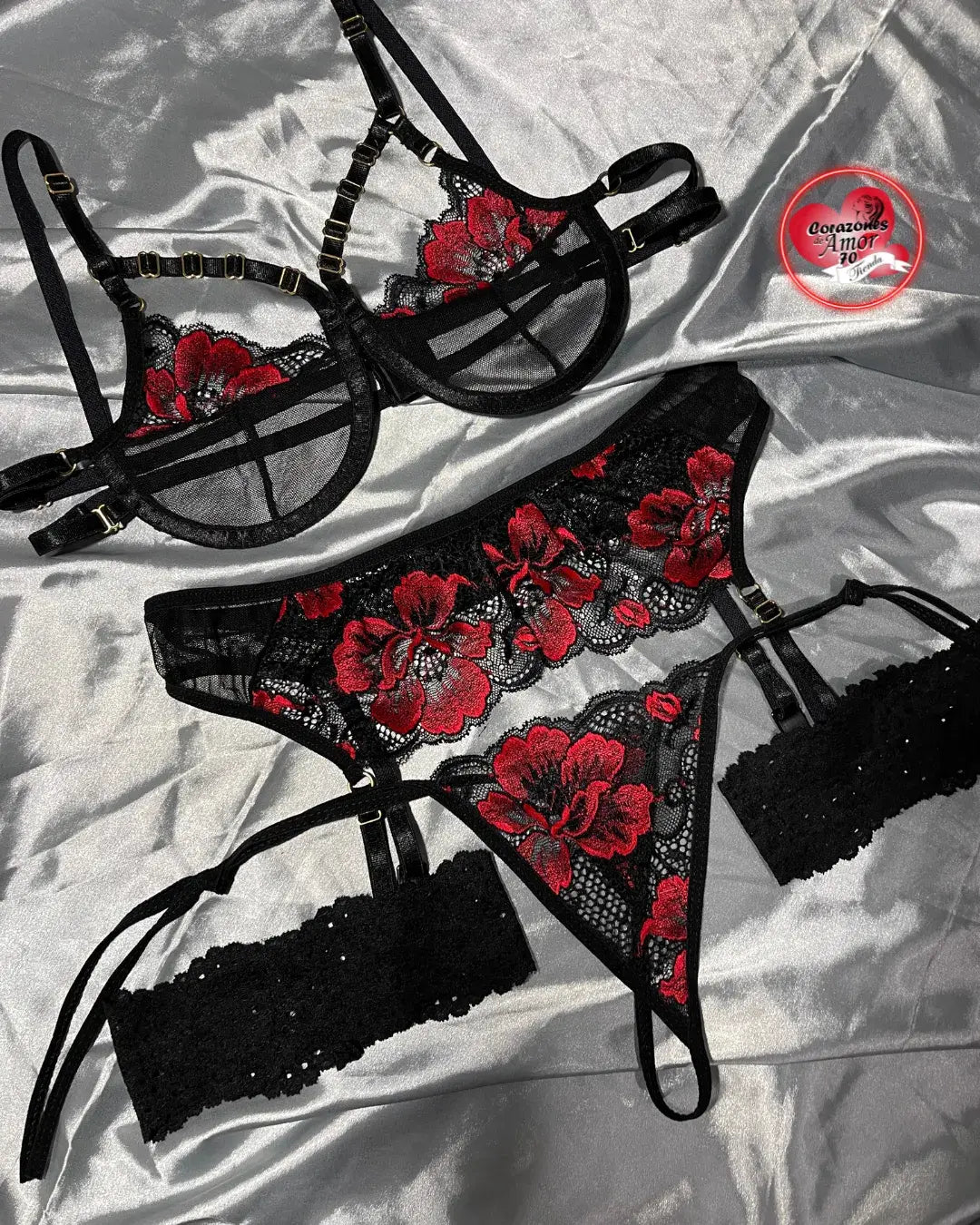 Conjunto ligueros Seducción Floral