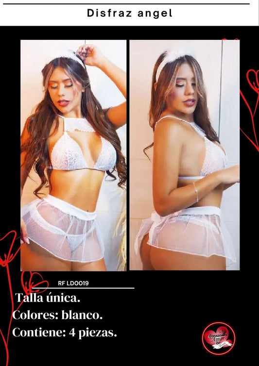 Diseño de angel en encaje y tul