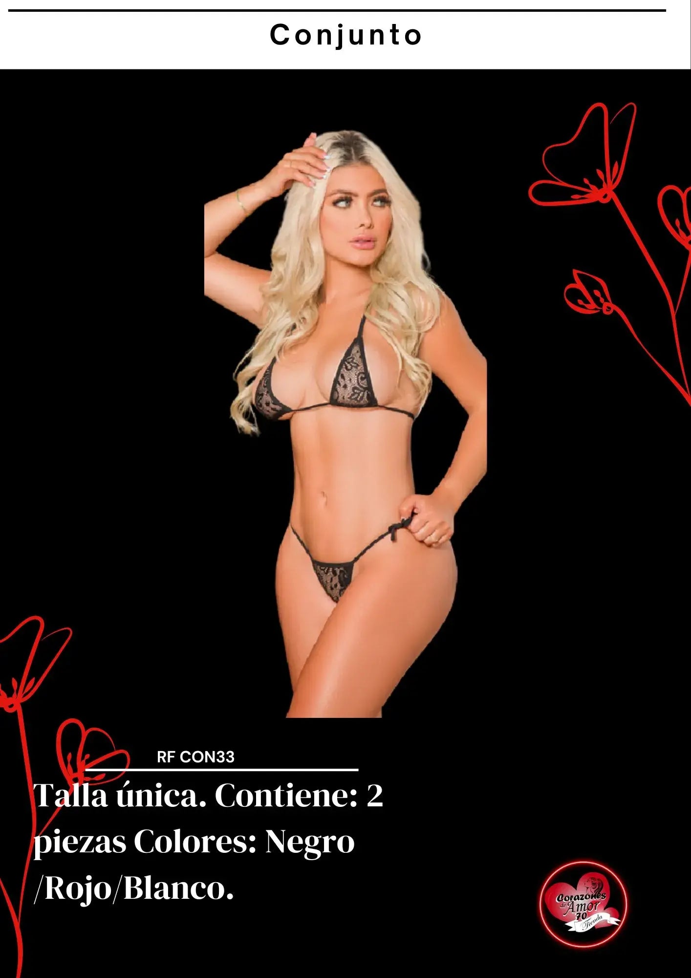 Conjunto en tela encaje 2 piezas referencia con33