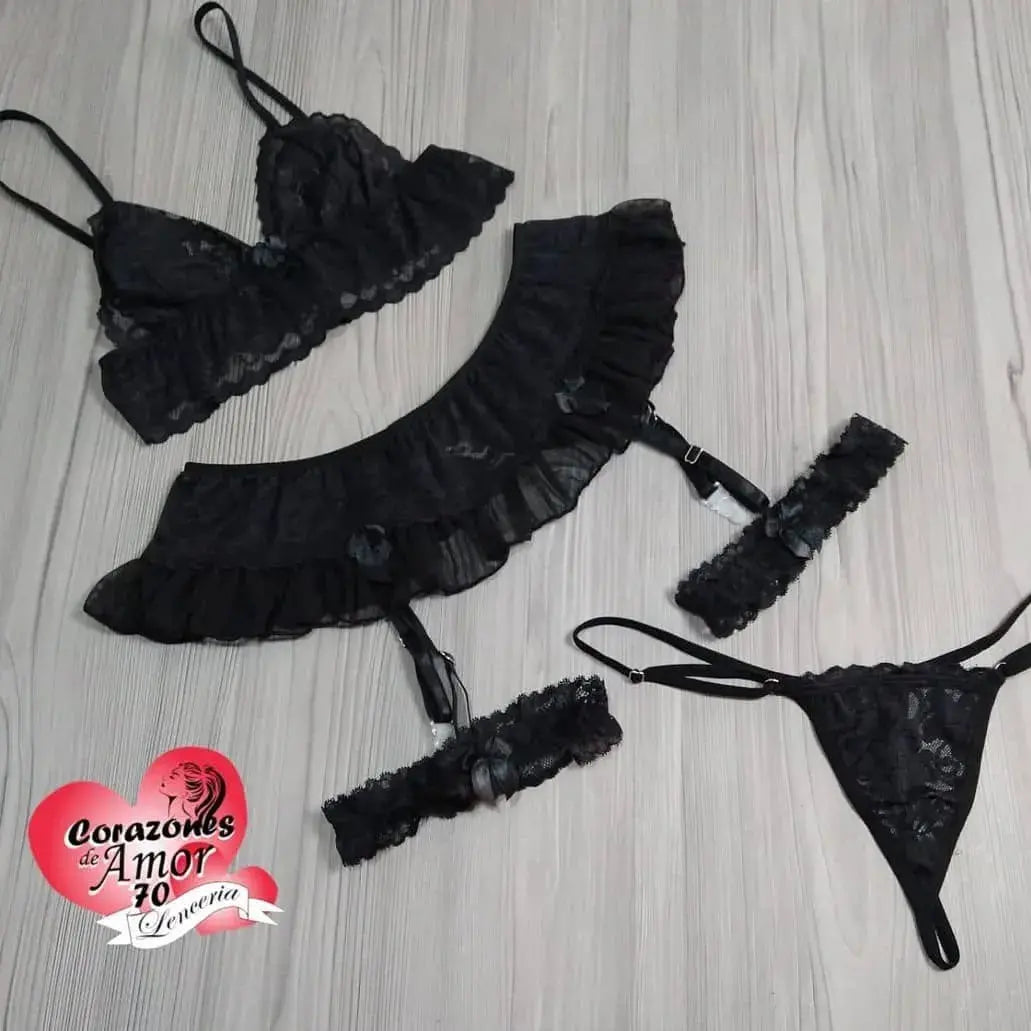 Conjunto de lencería liguero