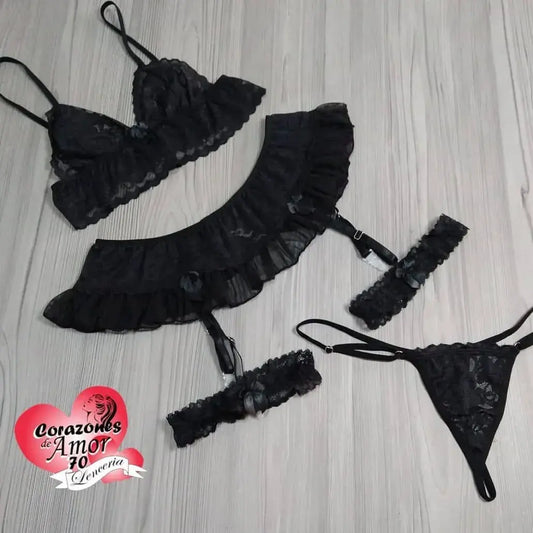 Conjunto de lencería liguero