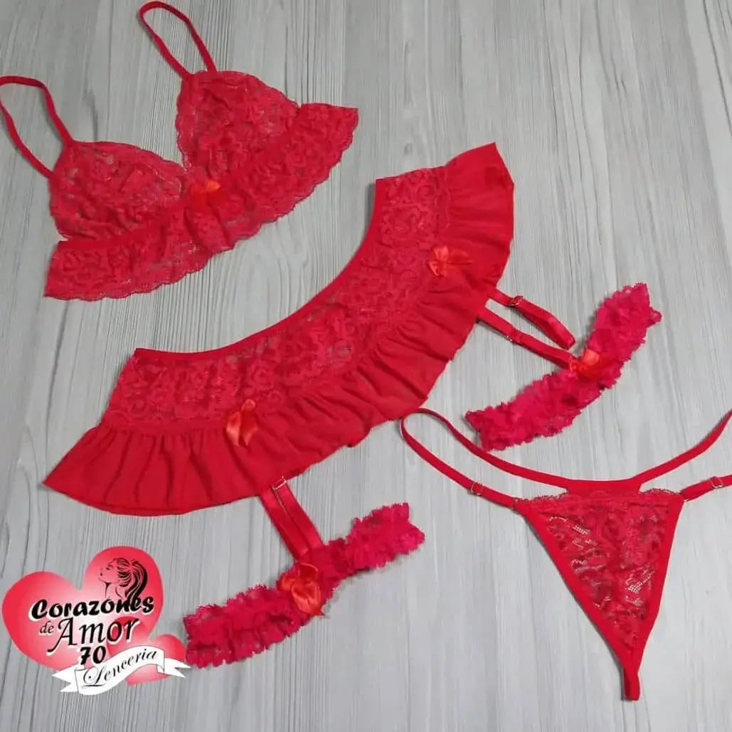 Conjunto de lencería liguero